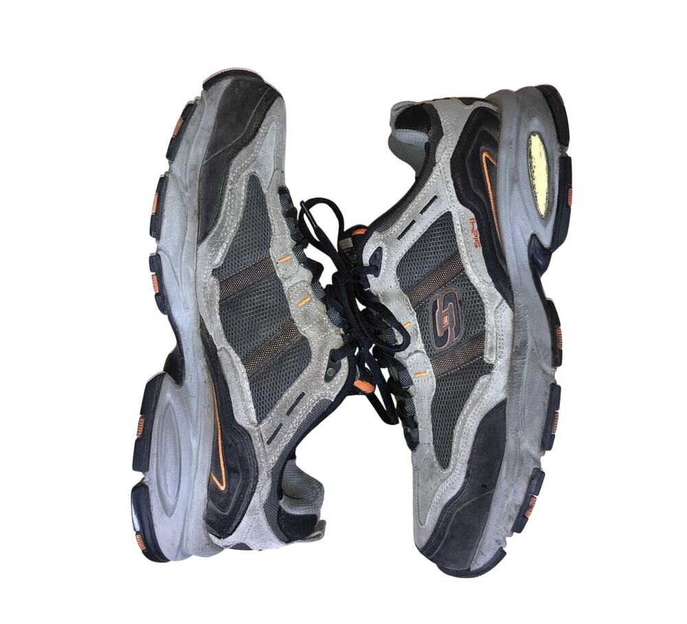 Skechers Sport Vigor 2.0 Shoes Men’s 10 Gray Black Orange Leather Athletic Work